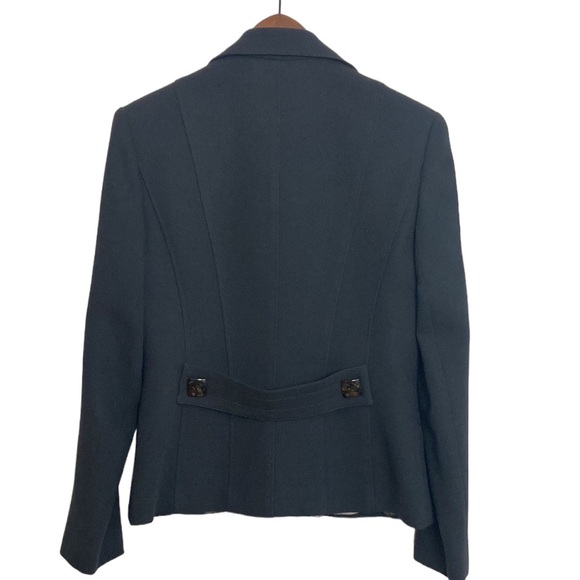 Ross Mayer Blazer Womens 6 Gray Wool Stretch Jacket Tortoise Buttons Workwear - Picture 2 of 15